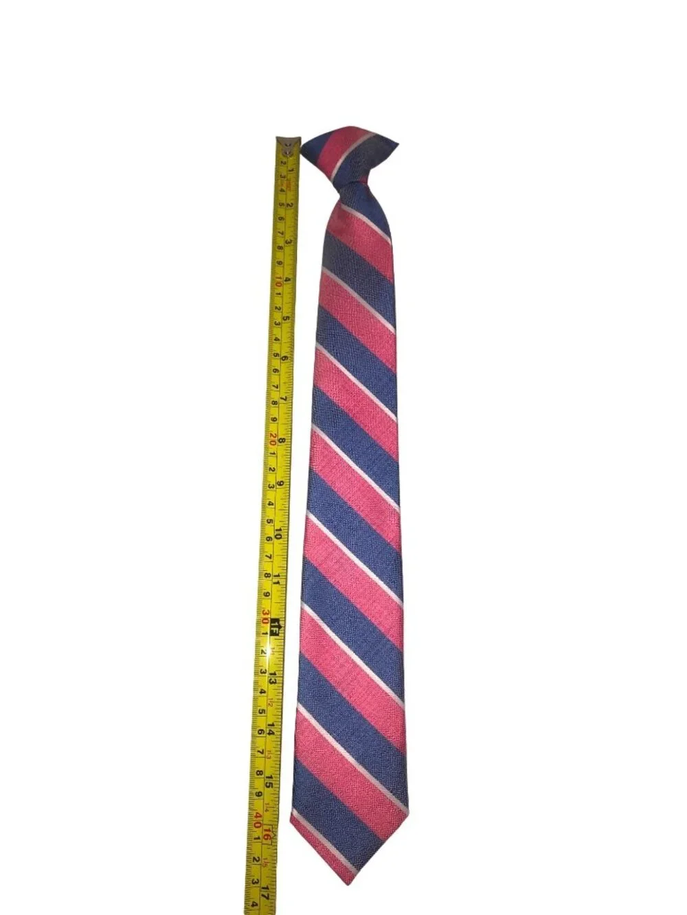 Pink & Blue Striped Polyester Neck Clip tie